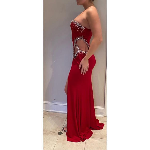 Jovani One Shoulder Long Dress w Side Cutout 73034 - Picture 3 of 5